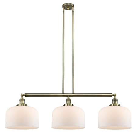 A large image of the Innovations Lighting 213 X-Large Bell Antique Brass / Matte White