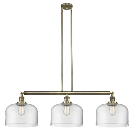 A large image of the Innovations Lighting 213 X-Large Bell Antique Brass / Clear