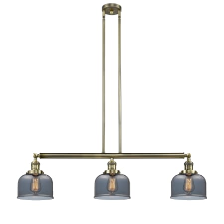 A large image of the Innovations Lighting 213-S Large Bell Antique Brass / Plated Smoked