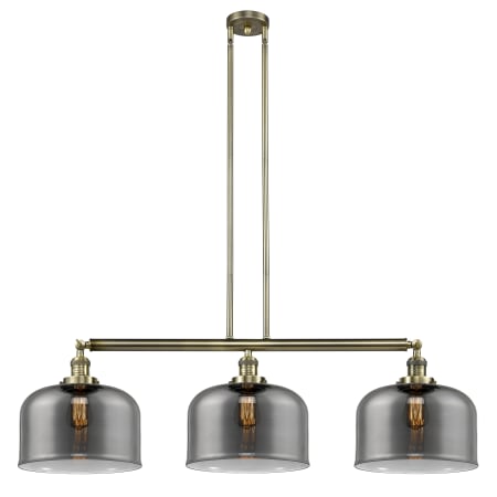 A large image of the Innovations Lighting 213 X-Large Bell Antique Brass / Plated Smoke