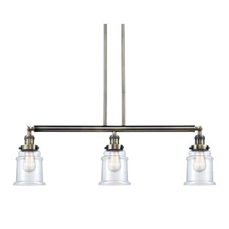 A large image of the Innovations Lighting 213-S Canton Antique Brass / Clear