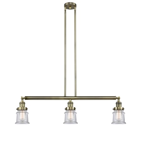 A large image of the Innovations Lighting 213 Small Canton Antique Brass / Clear