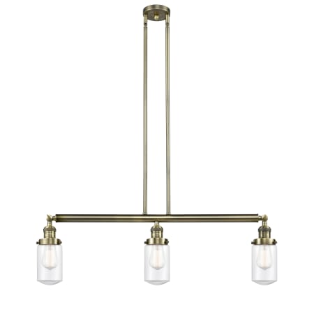 A large image of the Innovations Lighting 213-S Dover Antique Brass / Clear