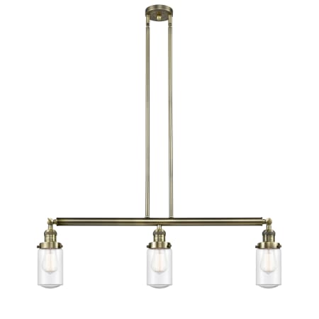A large image of the Innovations Lighting 213-S Dover Antique Brass / Seedy