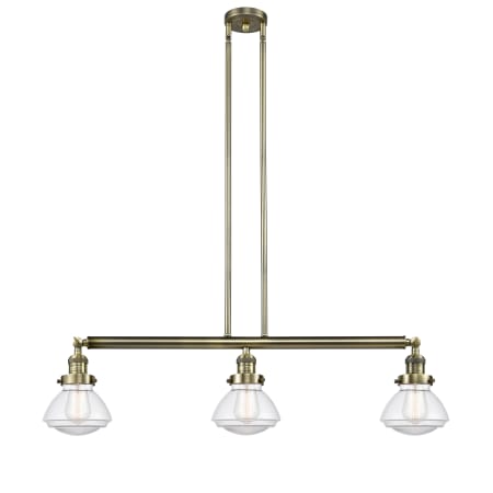 A large image of the Innovations Lighting 213-S Olean Antique Brass / Clear