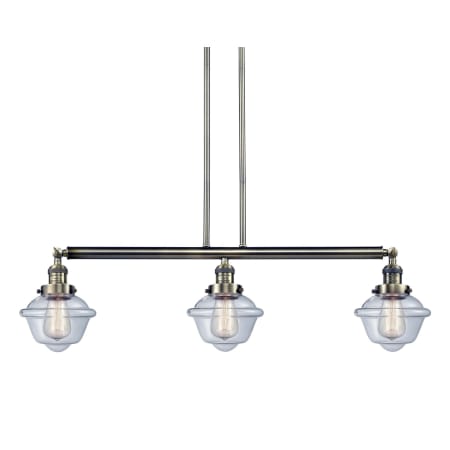 A large image of the Innovations Lighting 213-S Small Oxford Antique Brass / Clear