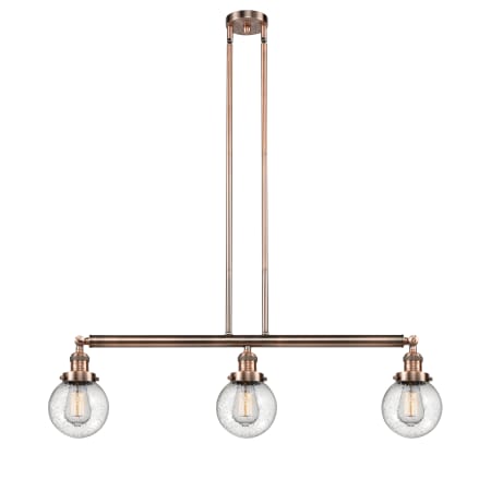 A large image of the Innovations Lighting 213-S-6 Beacon Antique Copper / Seedy