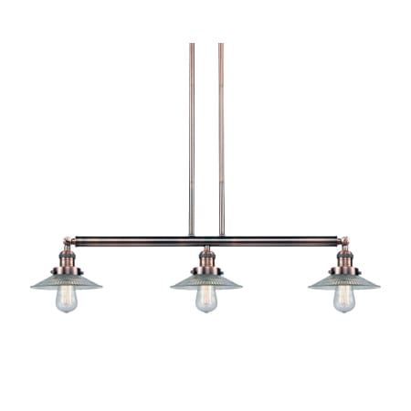 A large image of the Innovations Lighting 213-S Halophane Antique Copper / Flat