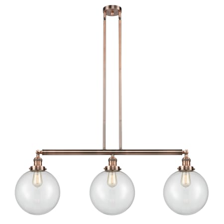 A large image of the Innovations Lighting 213 X-Large Beacon Antique Copper / Clear