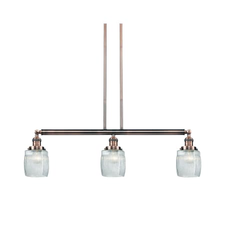 A large image of the Innovations Lighting 213-S Colton Antique Copper / Thick Clear Halophane