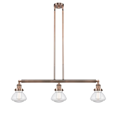 A large image of the Innovations Lighting 213-S Olean Antique Copper / Clear