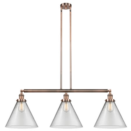 A large image of the Innovations Lighting 213 X-Large Cone Antique Copper / Clear