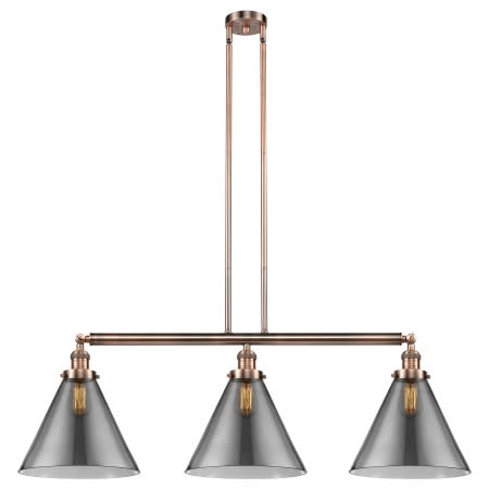 A large image of the Innovations Lighting 213 X-Large Cone Antique Copper / Plated Smoke