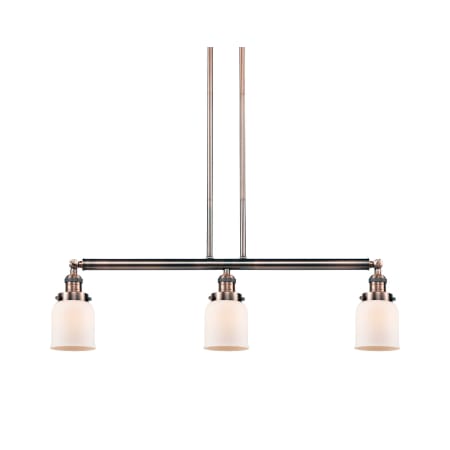 A large image of the Innovations Lighting 213-S Small Bell Antique Copper / Matte White Cased