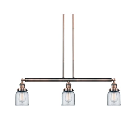 A large image of the Innovations Lighting 213-S Small Bell Antique Copper / Clear