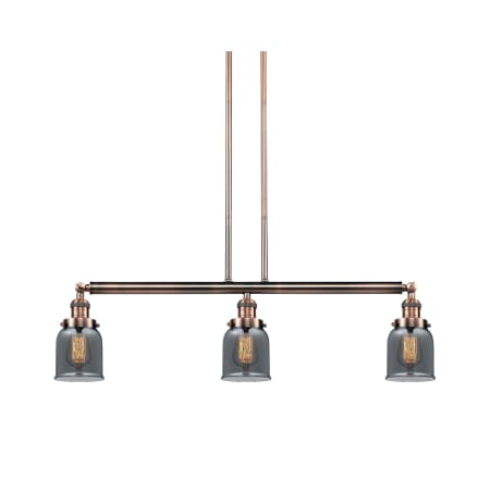 A large image of the Innovations Lighting 213-S Small Bell Antique Copper / Plated Smoked