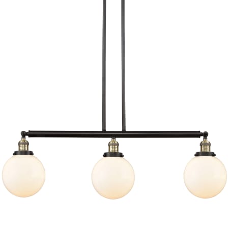 A large image of the Innovations Lighting 213-13-41 Beacon Linear Black Antique Brass / Matte White