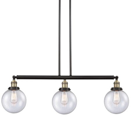 A large image of the Innovations Lighting 213-13-41 Beacon Linear Black Antique Brass / Seedy
