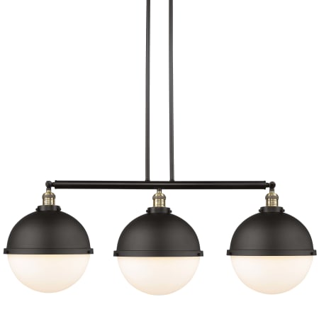 A large image of the Innovations Lighting 213-17-46 Hampden Linear Black Antique Brass / Matte White