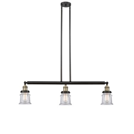 A large image of the Innovations Lighting 213 Small Canton Black Antique Brass / Clear
