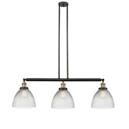 A large image of the Innovations Lighting 213 Seneca Falls Black Antique Brass / Clear Halophane