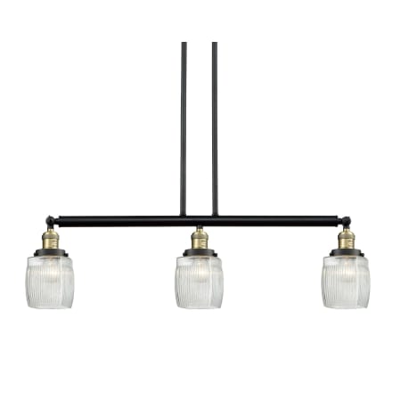 A large image of the Innovations Lighting 213-S Colton Black / Antique Brass / Thick Clear Halophane