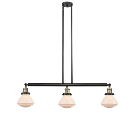 A large image of the Innovations Lighting 213-S Olean Black Antique Brass / Matte White