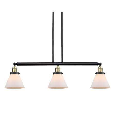 A large image of the Innovations Lighting 213-S Large Cone Black / Antique Brass / Matte White Cased