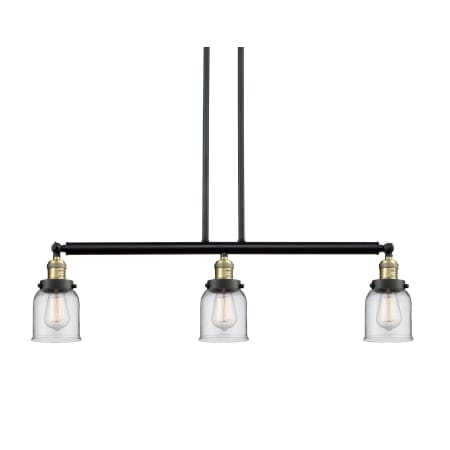 A large image of the Innovations Lighting 213-S Small Bell Black / Antique Brass / Clear