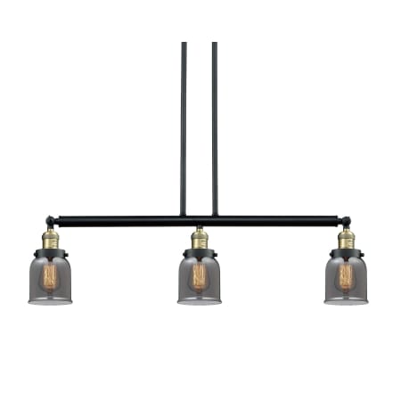 A large image of the Innovations Lighting 213-S Small Bell Black / Antique Brass / Plated Smoked