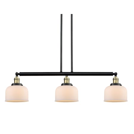 A large image of the Innovations Lighting 213-S Large Bell Black / Antique Brass / Matte White Cased