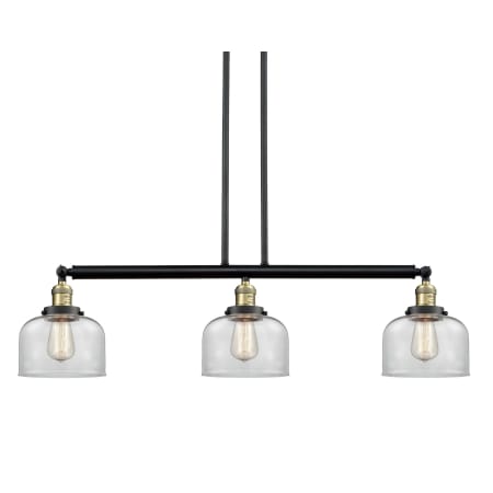 A large image of the Innovations Lighting 213-S Large Bell Black / Antique Brass / Clear