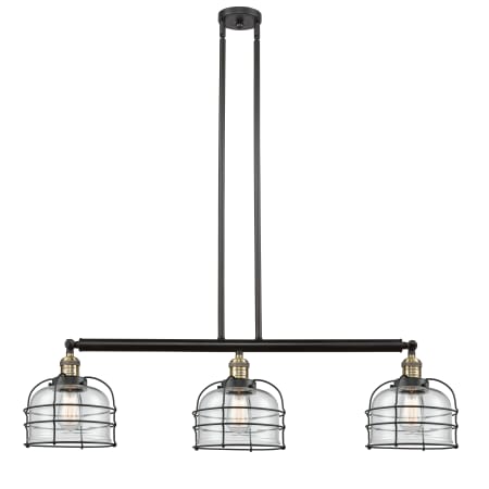 A large image of the Innovations Lighting 213 Large Bell Cage Black Antique Brass / Clear