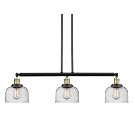 A large image of the Innovations Lighting 213-S Large Bell Black / Antique Brass / Seedy