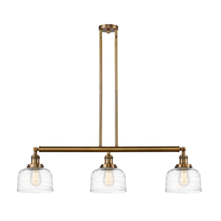 A large image of the Innovations Lighting 213-13-41 Bell Linear Brushed Brass / Clear Deco Swirl