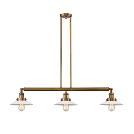 A large image of the Innovations Lighting 213 Halophane Brushed Brass / Matte White Halophane