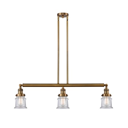 A large image of the Innovations Lighting 213 Small Canton Brushed Brass / Clear