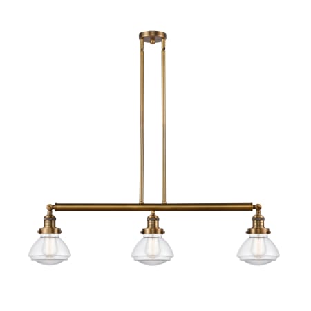 A large image of the Innovations Lighting 213-S Olean Brushed Brass / Clear