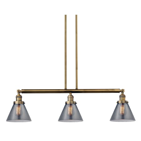 A large image of the Innovations Lighting 213-S Large Cone Brushed Brass / Smoked