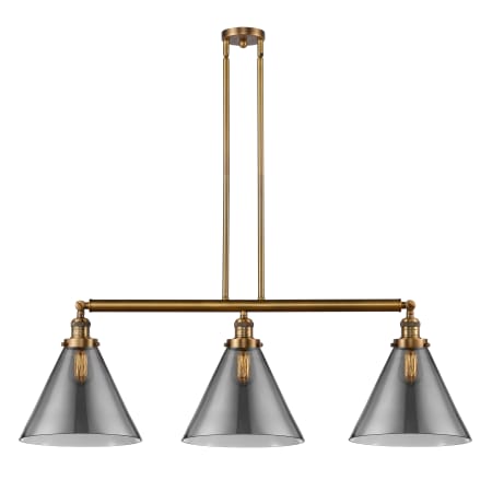 A large image of the Innovations Lighting 213 X-Large Cone Brushed Brass / Plated Smoke