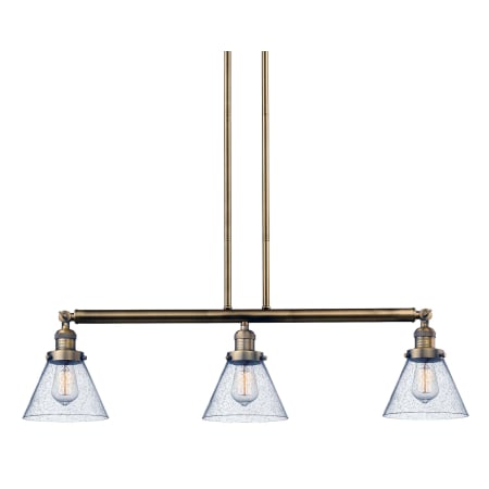 A large image of the Innovations Lighting 213-S Large Cone Brushed Brass / Seedy