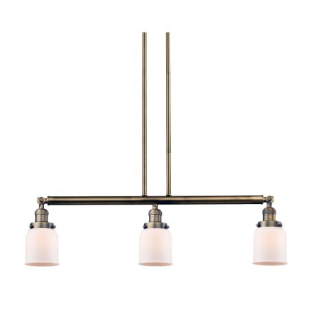 A large image of the Innovations Lighting 213-S Small Bell Brushed Brass / Matte White Cased