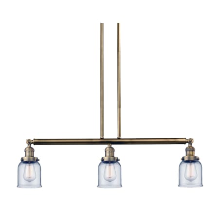 A large image of the Innovations Lighting 213-S Small Bell Brushed Brass / Clear