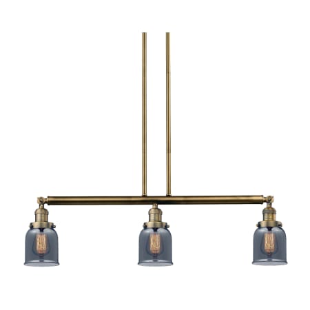 A large image of the Innovations Lighting 213-S Small Bell Brushed Brass / Plated Smoked