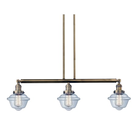 A large image of the Innovations Lighting 213-S Small Oxford Brushed Brass / Clear