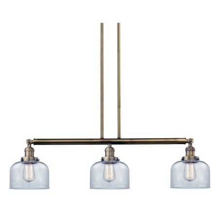 A large image of the Innovations Lighting 213-S Large Bell Brushed Brass / Clear