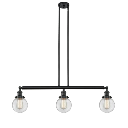 A large image of the Innovations Lighting 213-S-6 Beacon Matte Black / Clear