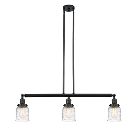 A large image of the Innovations Lighting 213-10-38 Bell Linear Matte Black / Deco Swirl