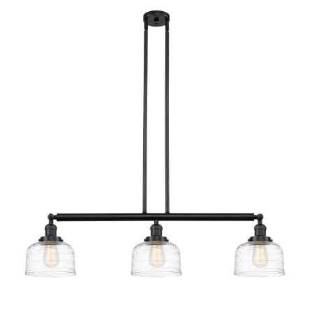 A large image of the Innovations Lighting 213-13-41 Bell Linear Matte Black / Clear Deco Swirl