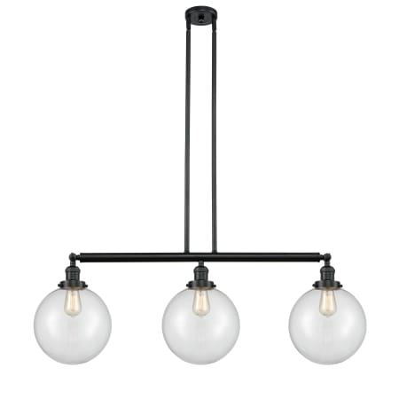 A large image of the Innovations Lighting 213 X-Large Beacon Matte Black / Clear